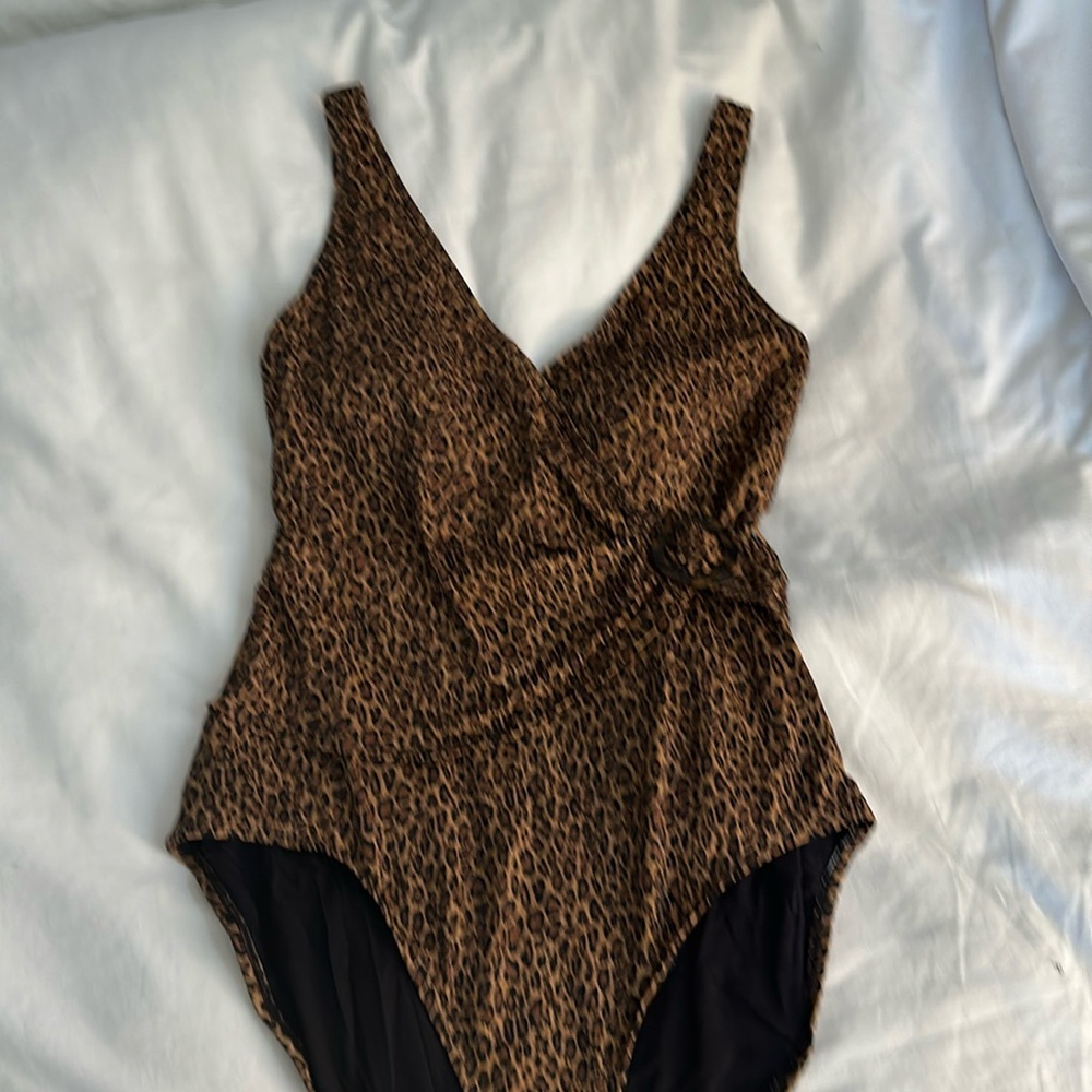 Tommy Bahama Pearl Clara wrap one piece in Cheeta